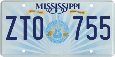 MS license plate ZTO755