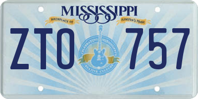 MS license plate ZTO757
