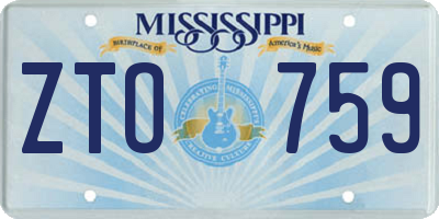 MS license plate ZTO759