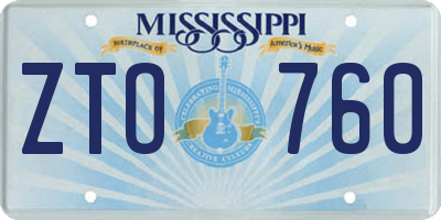 MS license plate ZTO760