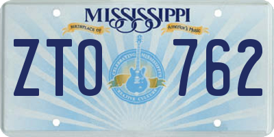 MS license plate ZTO762