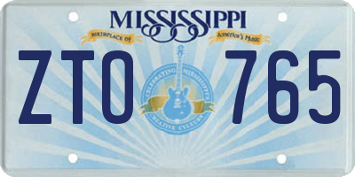 MS license plate ZTO765