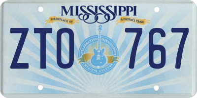 MS license plate ZTO767