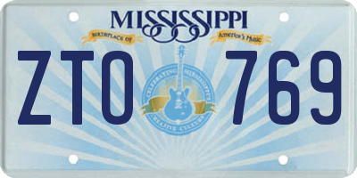 MS license plate ZTO769