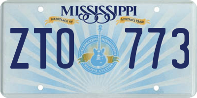 MS license plate ZTO773