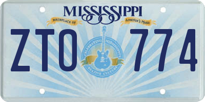 MS license plate ZTO774