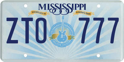 MS license plate ZTO777