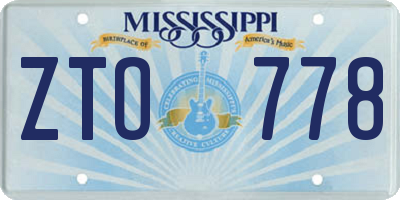 MS license plate ZTO778