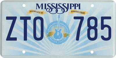 MS license plate ZTO785