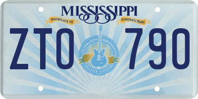 MS license plate ZTO790