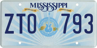 MS license plate ZTO793