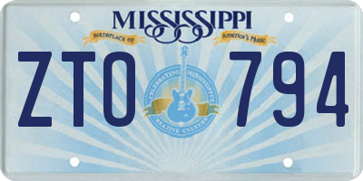 MS license plate ZTO794