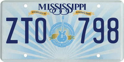 MS license plate ZTO798