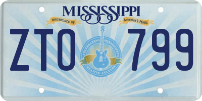 MS license plate ZTO799