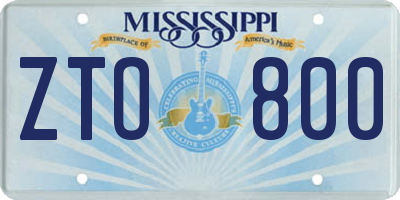 MS license plate ZTO800