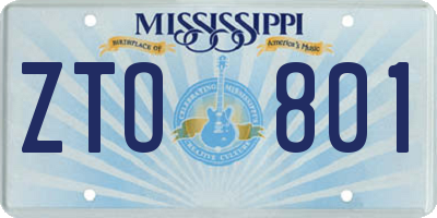 MS license plate ZTO801
