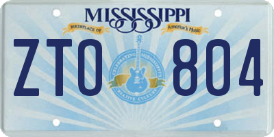 MS license plate ZTO804