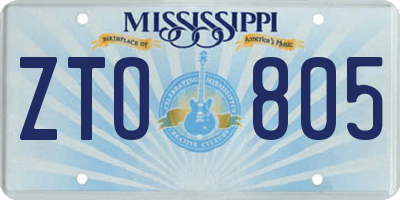 MS license plate ZTO805