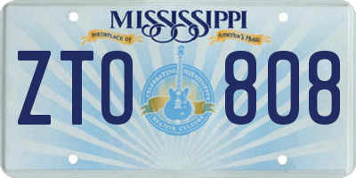 MS license plate ZTO808