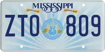 MS license plate ZTO809