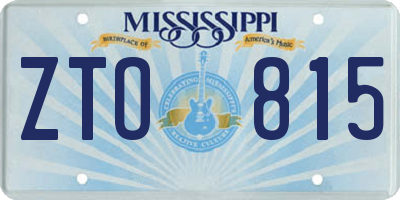 MS license plate ZTO815