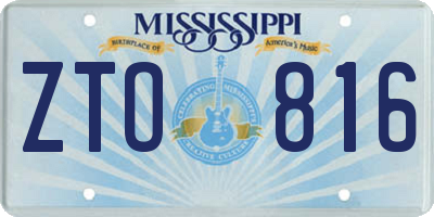MS license plate ZTO816