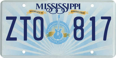 MS license plate ZTO817
