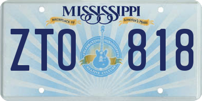 MS license plate ZTO818