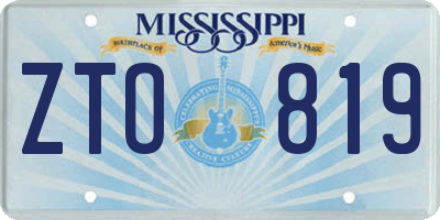 MS license plate ZTO819