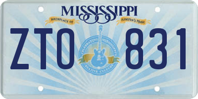 MS license plate ZTO831