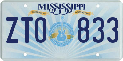 MS license plate ZTO833
