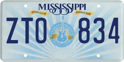 MS license plate ZTO834