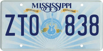 MS license plate ZTO838