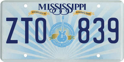 MS license plate ZTO839