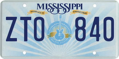 MS license plate ZTO840