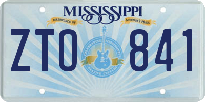 MS license plate ZTO841