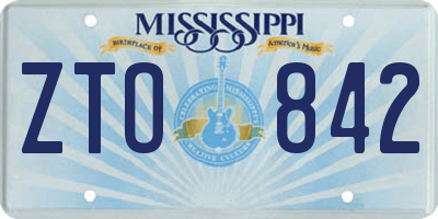 MS license plate ZTO842