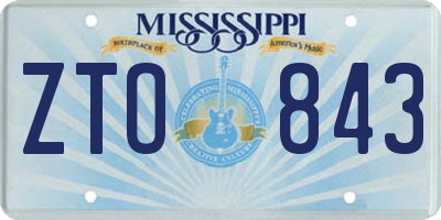 MS license plate ZTO843