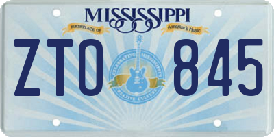 MS license plate ZTO845