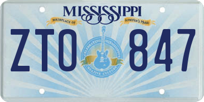 MS license plate ZTO847