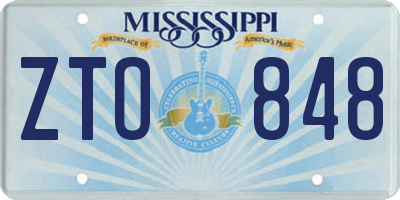 MS license plate ZTO848