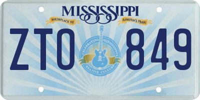 MS license plate ZTO849