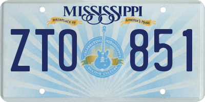 MS license plate ZTO851