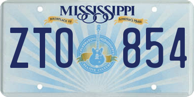 MS license plate ZTO854