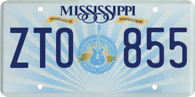 MS license plate ZTO855