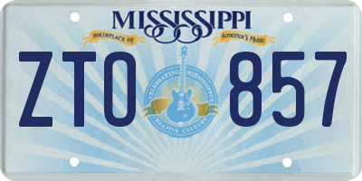 MS license plate ZTO857