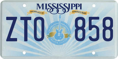 MS license plate ZTO858