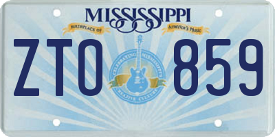 MS license plate ZTO859