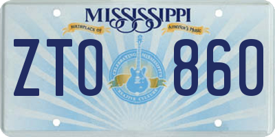 MS license plate ZTO860
