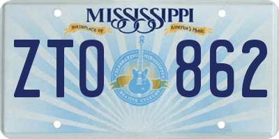 MS license plate ZTO862